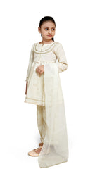 White kids stitched 3pc suit