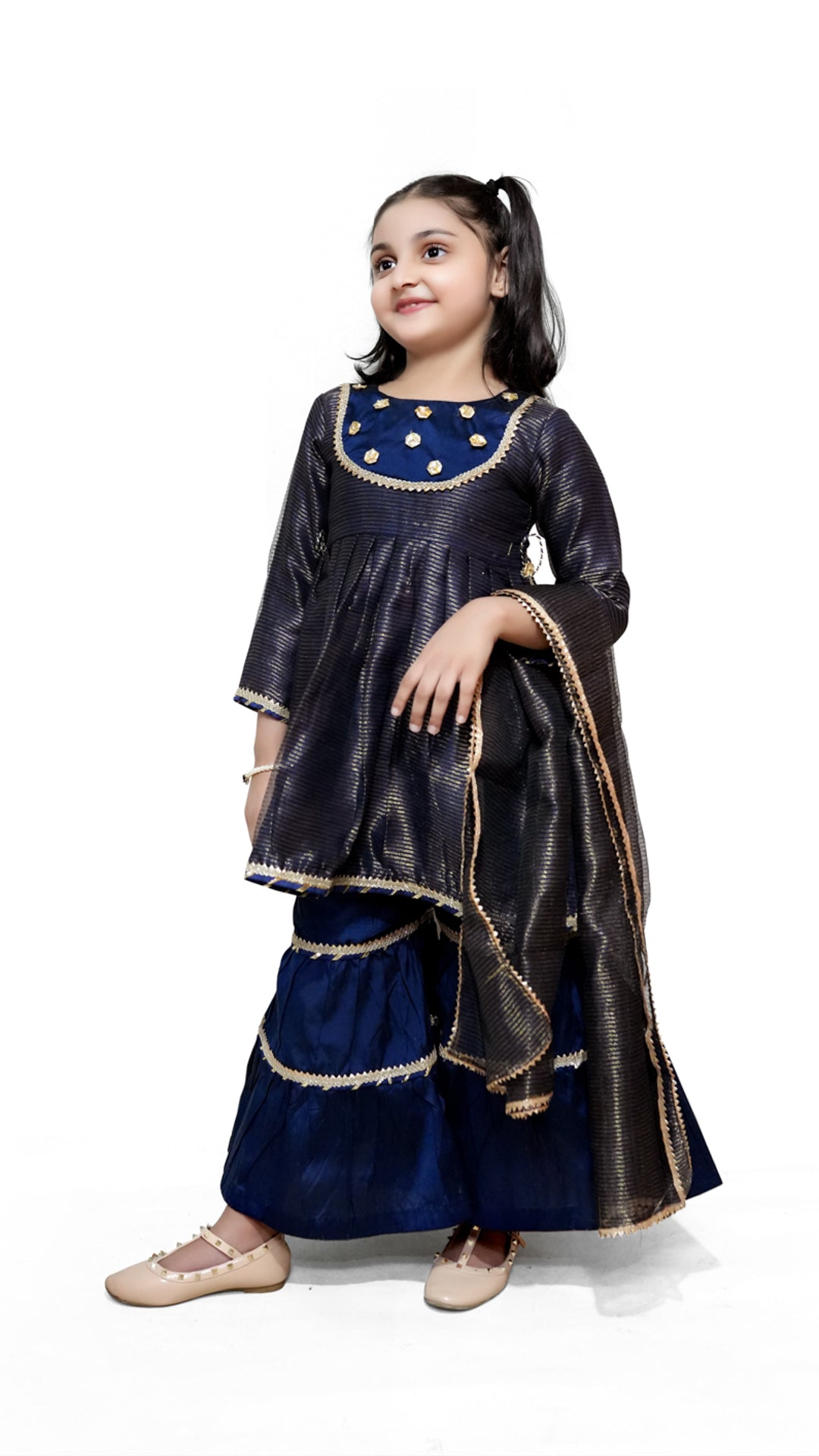 Dark blue kids stitched 3pc suit