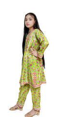 Green Printed stitched 2pc suit